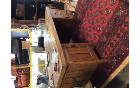 BUREAU DOUBLE FACE BOIS EXOTIQUE TIROIRS ET PORTES