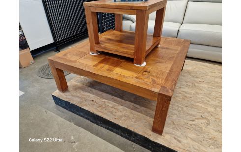 TABLE BASSE TECK CARRÉE 115X115