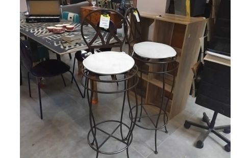 CHAISE HAUTE FER FORGE ASSISE TISSU BLANC