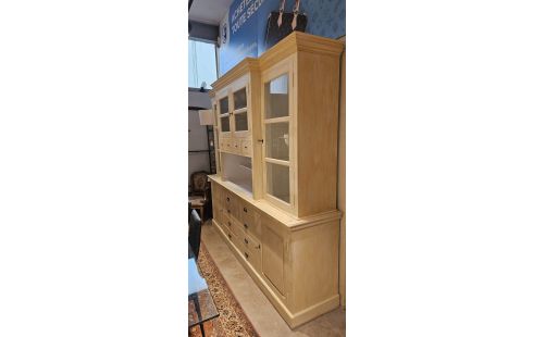 BUFFET VAISSELIER PATINÉ 6 PORTES 12 TIROIRS + CLÉ