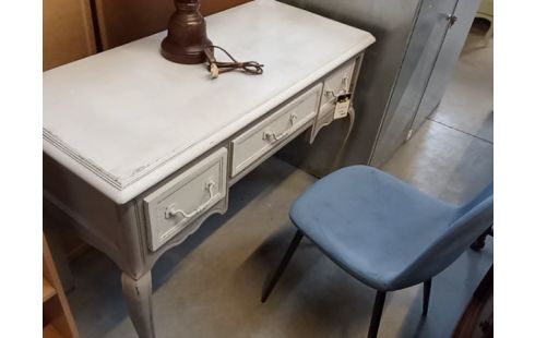 CONSOLE/BUREAU PATINE GRIS 3 TIROIRS