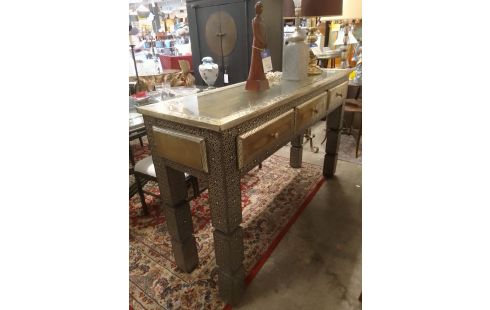 CONSOLE MAROC 3 TIROIRS VERRE A REMPLACER