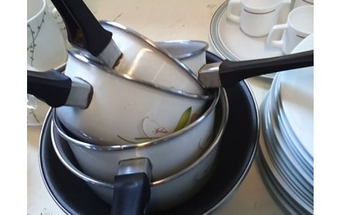 CASSEROLE LOT DE 5 BLANCHES A FLEURS