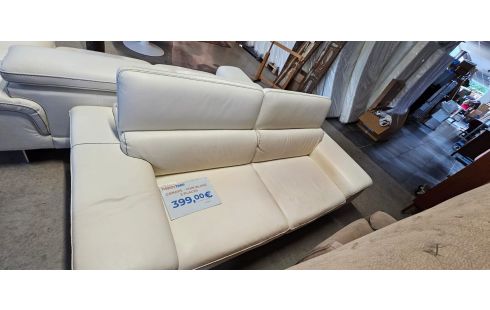 CANAPE CUIR BLANC 3 PLACES