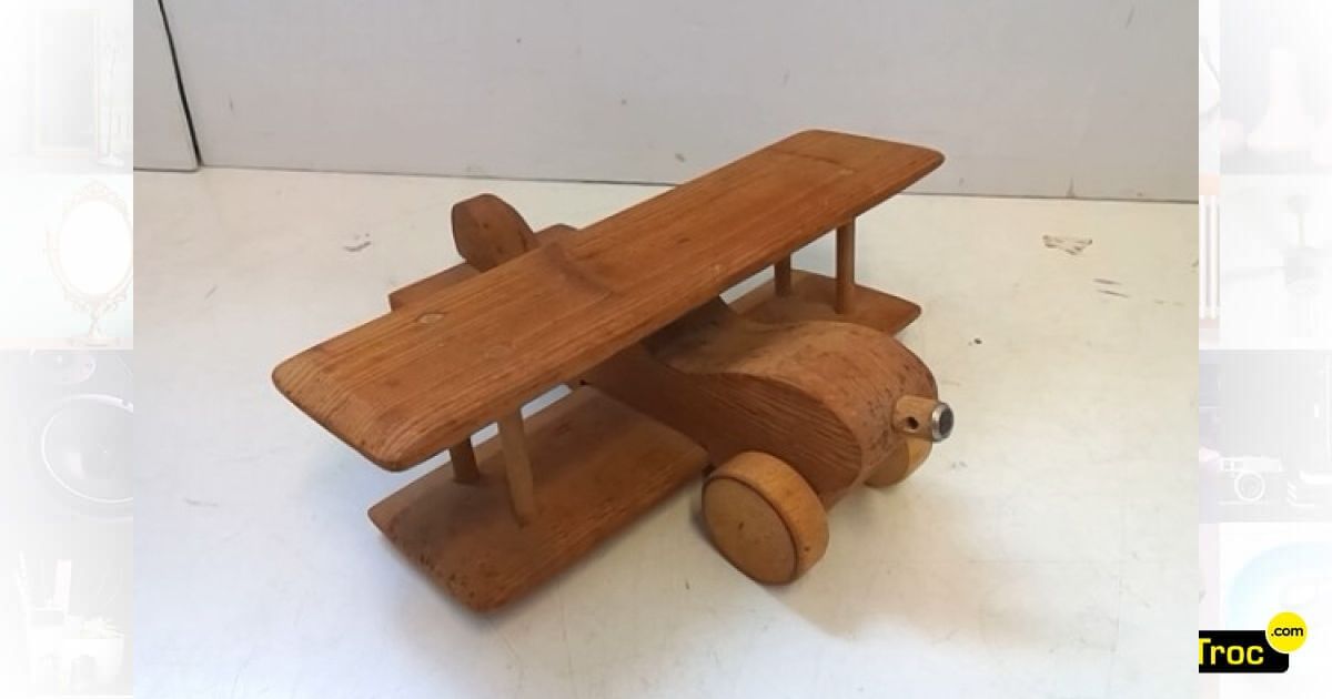Ancien Avion En Bois Et Metal De Bureau Art Deco