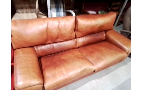 CANAPE 3P CUIR CARAMEL