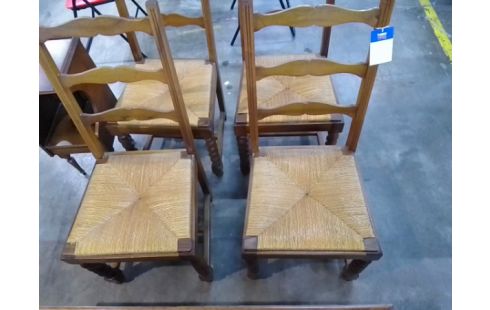 6 CHAISES BOIS PAILLÉES