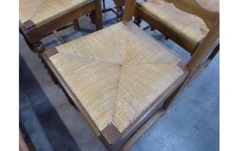 6 CHAISES BOIS PAILLÉES