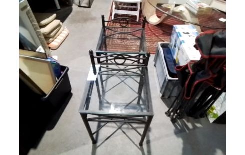 CHEVET MÉTAL ET VERRE EN PAIRE