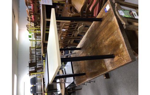 TABLE PIED METAL NOIR COULEUR HETRE