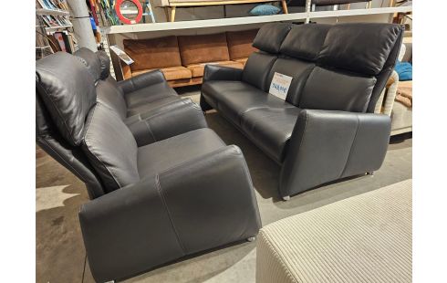 1067 SALON 3+2+1 CUIR BLEU SHILIG RELAX MAN