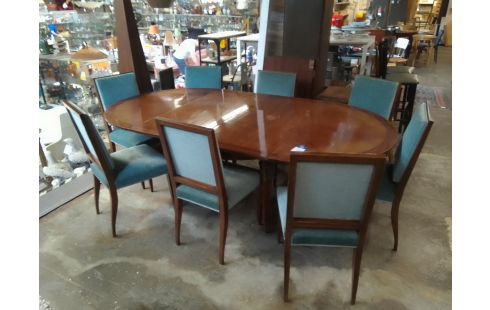 CHAISE ACAJOU VELOUR LA SERIE DE 8