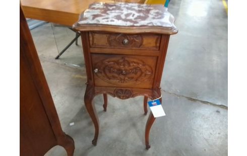 CHEVET 1 TIROIR 1 PORTE BOIS DESSUS MARBRE