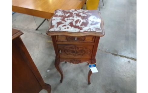 CHEVET 1 TIROIR 1 PORTE BOIS DESSUS MARBRE