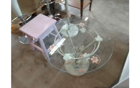 TABLE BASSE RONDE PLATEAU VERRE