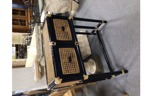 CONSOLE LOOK CHINOIS ROTIN NOIR CANNAGE