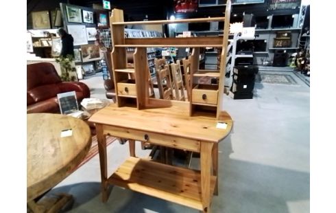 BUREAU EN PIN 1T AVEC REHAUSSE