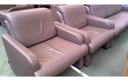 WOHNZIMMER BRAUN LEDER