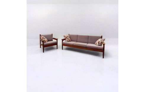 CANAPE VINTAGE SCANDINAVE  3 PLACES COUSSINS INCLUS + FAUTEUIL