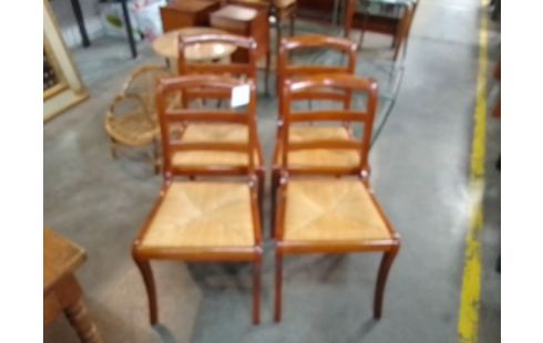 4 CHAISES BOIS PAILLEES