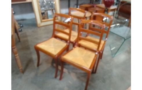 4 CHAISES BOIS PAILLEES