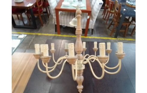 LUSTRE 12 BRANCHES BOIS