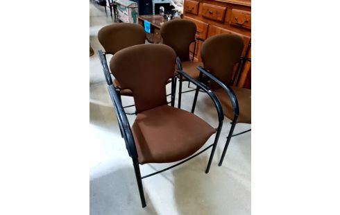 LOT DE 4 FAUTEUILS VINTAGE TISSU ET CUIR