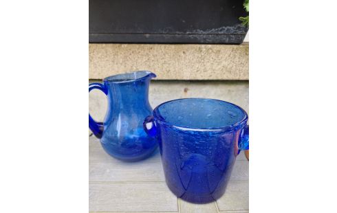 USTENSILE DE SERVICE VERRE DE BIOT BLEU CRAQUELÉ PRIX PCS