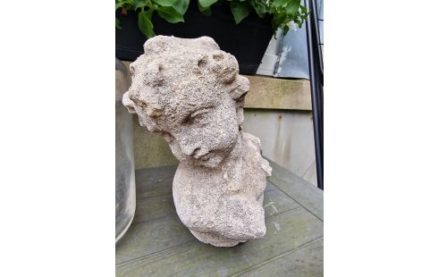 SCULPTURE TÊTE D'ANGE PIERRE