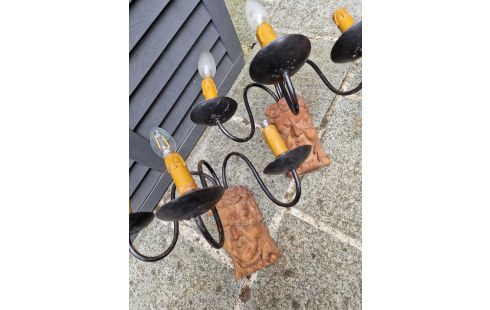 APPLIQUE MURALE TÊTE BOIS SCULPTÉ LA PAIRE