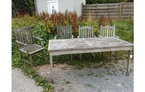 TABLE + 4 CHAISES JARDIN EN TECK