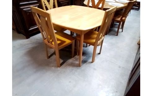 4 CHAISES EN AULNE ASSISE JAUNE