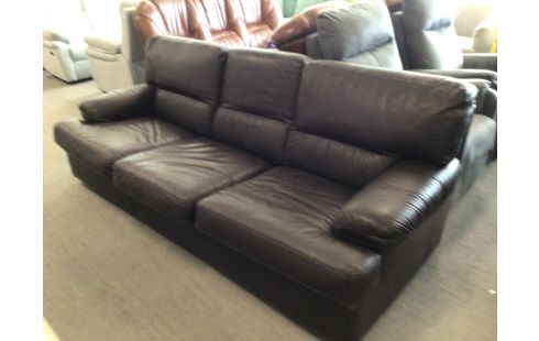 CANAPE LIT CUIR BRUN