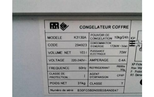 CONGELATEUR COFFRE FAR 103L