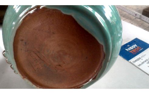 AMPHORE VERTE MET BRUN CERAMIQUE VINTAGE