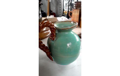 AMPHORE VERTE MET BRUN CERAMIQUE VINTAGE