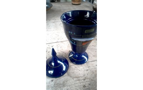 VASE COUVERT BLEUE VINTAGE