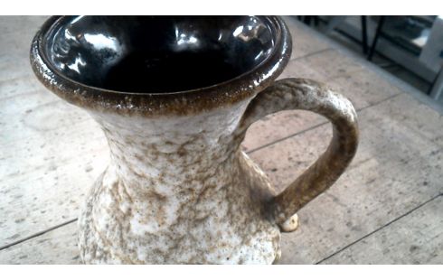 VASE BEIGE BRUN CERAMIQUE