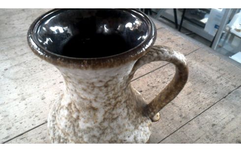 VASE BEIGE BRUN CERAMIQUE