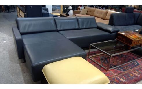 SALON D'ANGLE CUIR GRIS