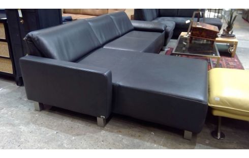 SALON D'ANGLE CUIR GRIS