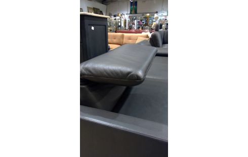 SALON D'ANGLE CUIR GRIS