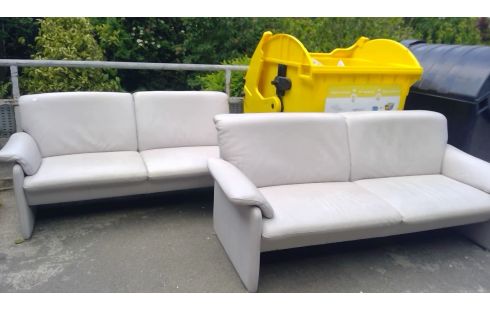 SOFA LEDER GRAU