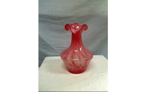 VASE GLAS ROSA GESCHWUNGEN VINTAGE