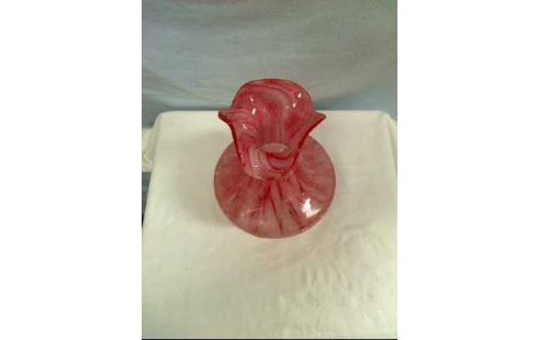 VASE GLAS ROSA GESCHWUNGEN VINTAGE