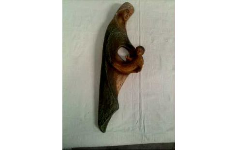 FIGUR MADONNA MIT KIND HOLZ