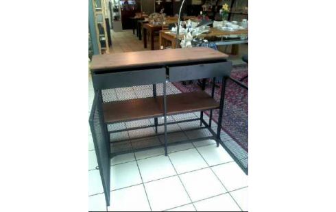 SIDEBOARD METALL HOLZ GRAU GITTER