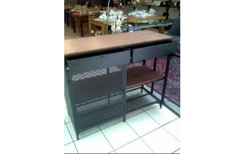 SIDEBOARD METALL HOLZ GRAU GITTER