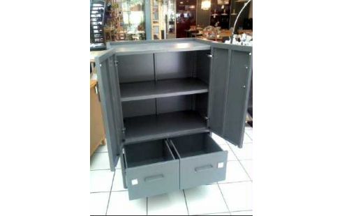 BÜROSCHRANK METALL GRAU 2-TÜREN 2-SCH