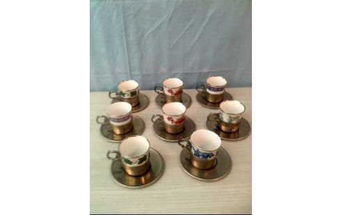 MOCCA-SET <BAREUTHER> FLORAL ZINN/PORZ 8TLG